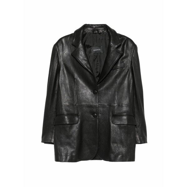 マノーキ レディース 上衣＆上衣 アウター Grainy-effect button-fastening jacket Black