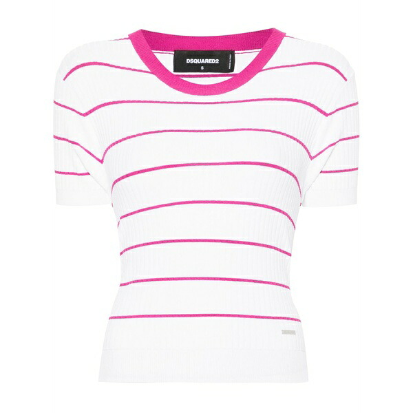 ディースクエアード レディース ニット&セーター アウター Striped ribbed top White｜asty