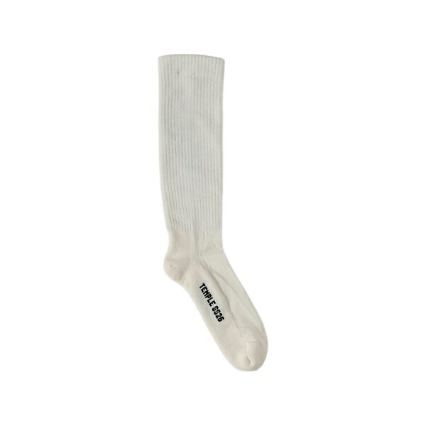リックオウエンス メンズ ソックス アンダー御召しもの Ribbed-ankle socks White