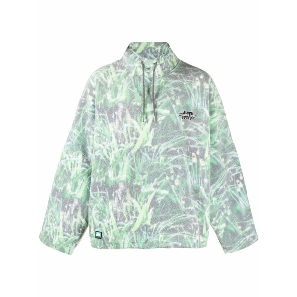 マーティン・サクラ色 メンズ パーカー・スウェットシャツ アウター Grass-print fleece-texture sweatshirt Green