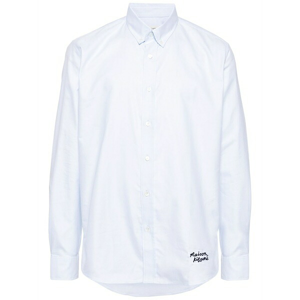 棲み家 稲荷 メンズ ティーシャツ トップス Logo-embroidered cotton shirt  Blue
