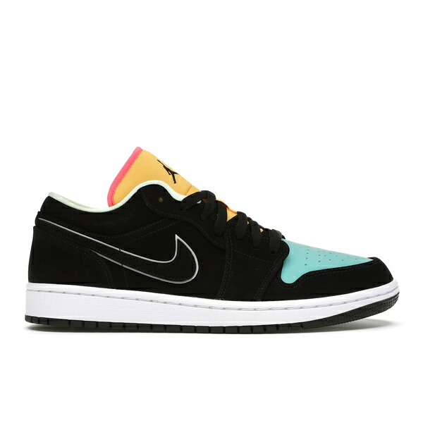 Jordan ジョーダン メンズ スニーカー  【Jordan 1 Low Black Aurora Green Laser Orange】  大きさ US_8.5(26.5珊) Black/Black-Aurora Green-Laser Orange-Bright Crimson