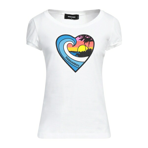 【送料無料】 ディースクエアード レディース Tシャツ トップス T-shirts White｜asty