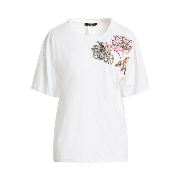 【貨物輸送無料】 ツイン書き割り レディース ティーシャツ トップス T-shirts White