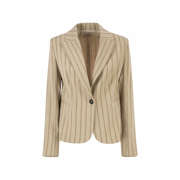 アントネリ レディース ジャケット&ブルゾン アウター Pinstripe single-breasted blazer Neutrals|asty