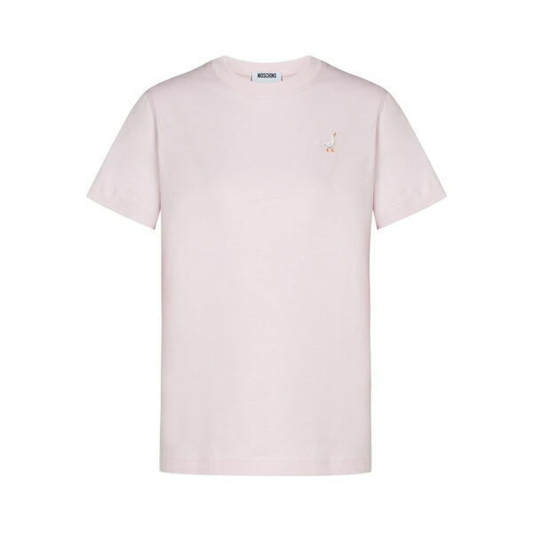 モスキーノ レディース Tシャツ トップス Goose-embroidered t-shirt Pink|asty