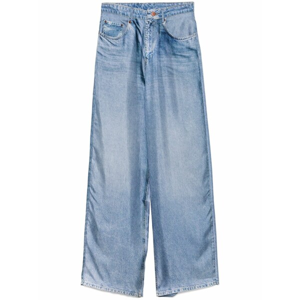 ピエール=ルイ・マシア メンズ カジュアルパンツ ボトムス Wide-leg denim-print silk trousers Blue|asty