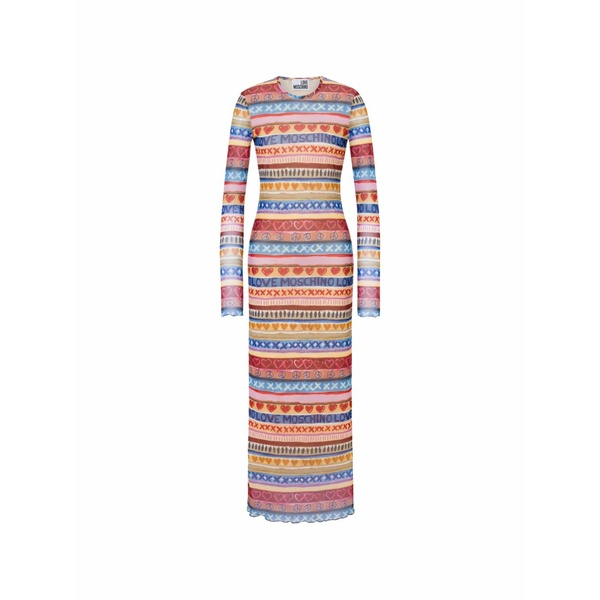 ラブ モスキーノ レディース ワンピース トップス Printed mesh dress Red｜asty
