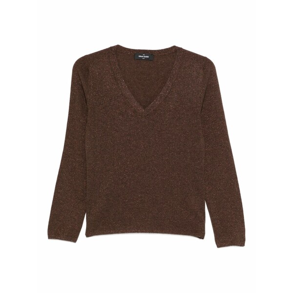 グランサッソ レディース ニット&セーター アウター V-neck sweater Brown｜asty
