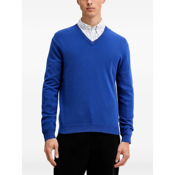 ベネトン メンズ ニット&セーター アウター V-neck sweater Blue|asty