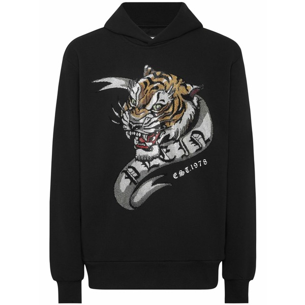 フィリッププレイン メンズ パーカー・スウェットシャツ アウター Crystal tattoo hoodie Black｜asty 90,640円