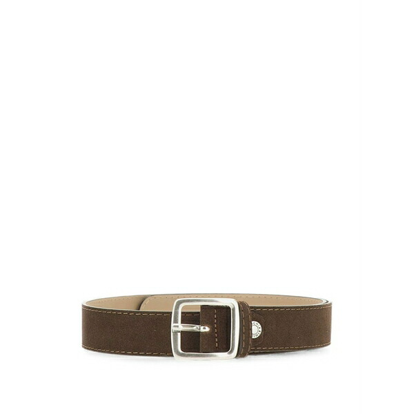 ジャンニ・キアリーニ レディース ベルト アクセサリー Suede contrast-stitch belt Brown｜asty
