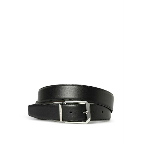 ゼニア メンズ ベルト アクセサリー Reversible leather belt Black｜asty