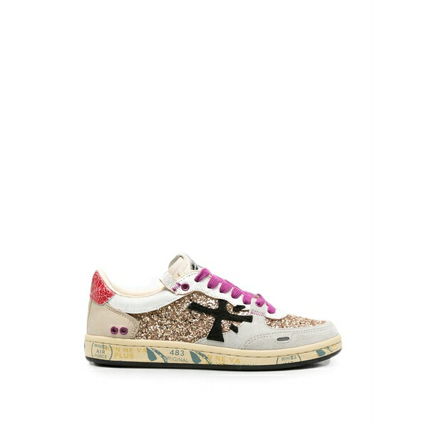 プレミアータ レディース スニーカー シューズ Glitter-embellished sneakers Gold｜asty