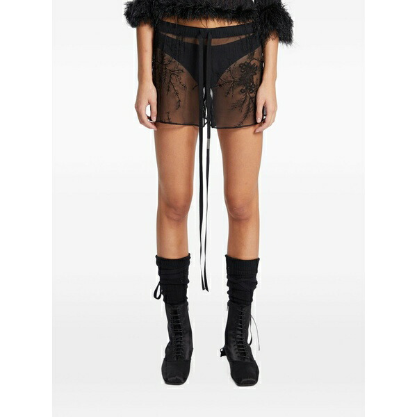 アン ドゥムルメステール レディース カジュアルパンツ ボトムス Embroidered silk-voile shorts Black｜asty