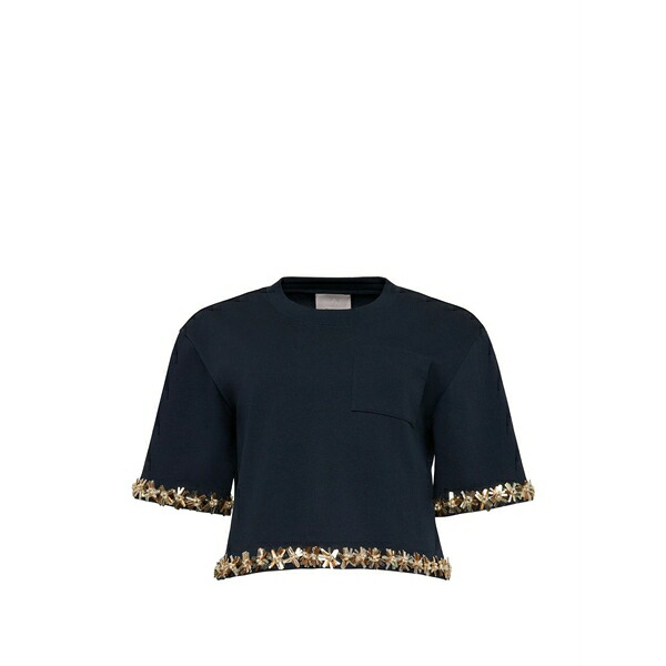 サンクアセプト レディース Tシャツ トップス Sunflare embellished t-shirt Blue|asty