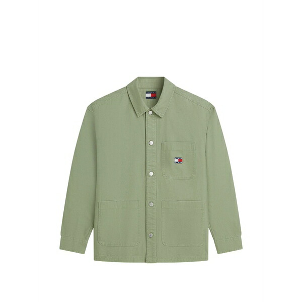 トミー ヒルフィガー メンズ シャツ トップス Logo-patch chest-pocket shirt Green｜asty