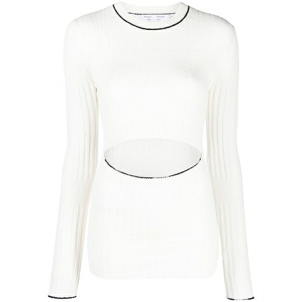 プロエンザ スクーラー ホワイト レーベル レディース Tシャツ トップス Contrast-trim boucl£ cardigan White|asty
