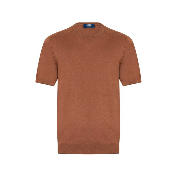 フェデーリ メンズ Tシャツ トップス Short-sleeve wool t-shirt Brown｜asty