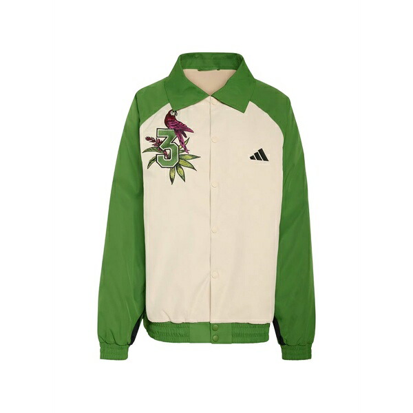 アディダス レディース ジャケット＆ブルゾン アウター X farm rio parrot-embroidered colour-block jacket Neutrals｜asty