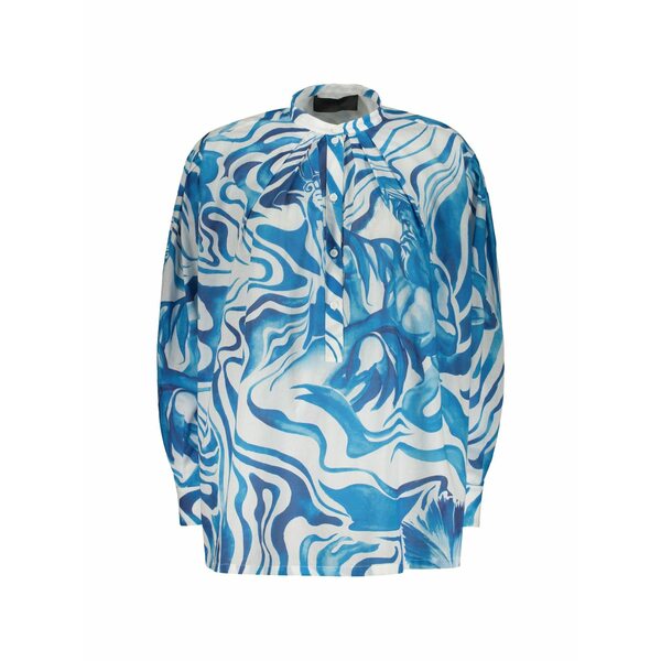 アルベルタ フェレッティ レディース シャツ トップス Graphic-print mandarin-collar shirt Blue｜asty