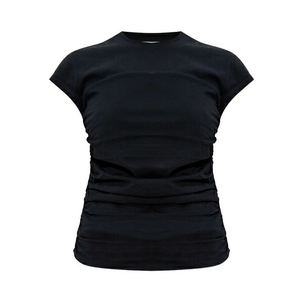 イザベル マラン レディース Tシャツ トップス Gathered-detail cotton t-shirt Black|asty