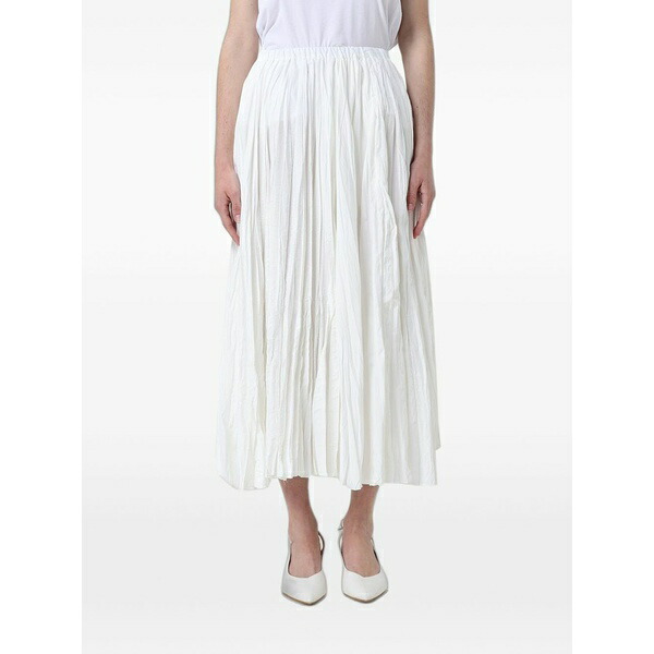 メイメイジェイ レディース スカート ボトムス Pliss&pound;-effect maxi skirt White｜asty