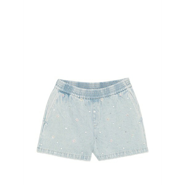 マージュ レディース カジュアルパンツ ボトムス Rhinestone-embellished shorts Blue｜asty