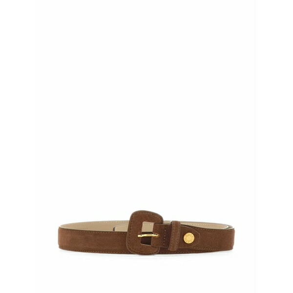 ジャンニ・キアリーニ レディース ベルト アクセサリー Logo-engraved suede belt Brown｜asty