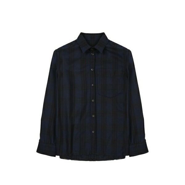 ナイン イン ザ モーニング メンズ シャツ トップス Check-pattern chest-pocket shirt Blue|asty