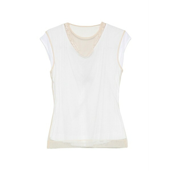 シモーネ・ロシャ レディース Tシャツ トップス Lace-trim t-shirt White｜asty