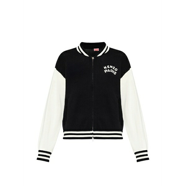 ケンゾー メンズ パーカー・スウェットシャツ アウター Logo-embroidered zip-up cardigan Black｜asty