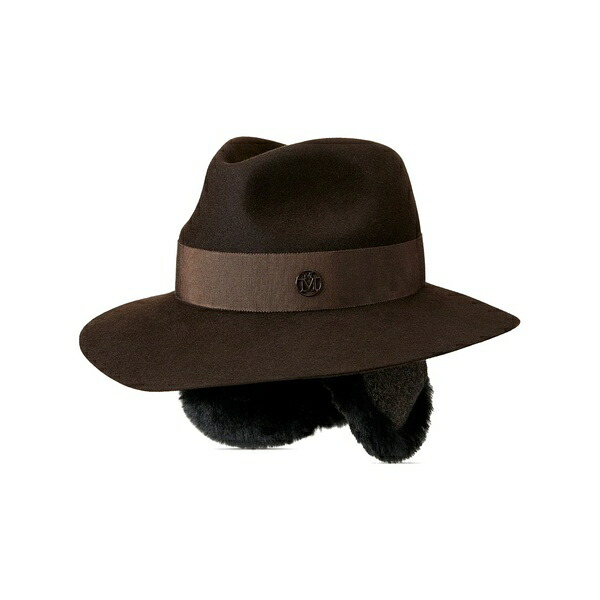 メゾンミッシェル レディース 帽子 アクセサリー Rico wool-felt fedora hat Brown｜asty 109,400円