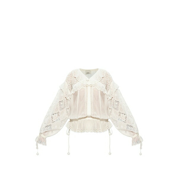 イザベル マラン レディース シャツ トップス Broderie-anglaise drawstring blouse White|asty