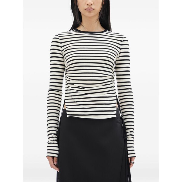 アン ドゥムルメステール レディース Tシャツ トップス Oke striped jersey top Neutrals｜asty