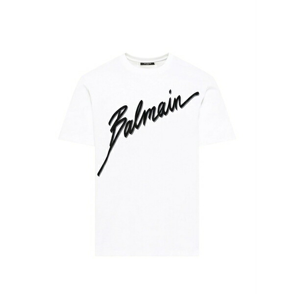 バルマン メンズ Tシャツ トップス Logo-embroidered t-shirt White｜asty