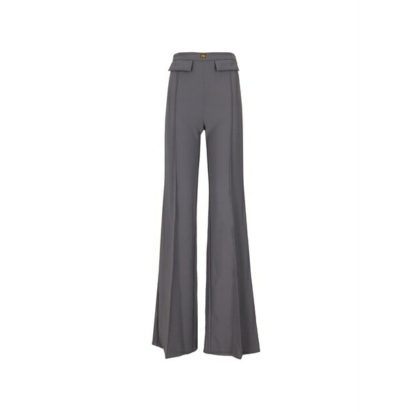 エリザベスフランキ レディース カジュアルパンツ ボトムス Logo-plaque flared trousers Grey|asty