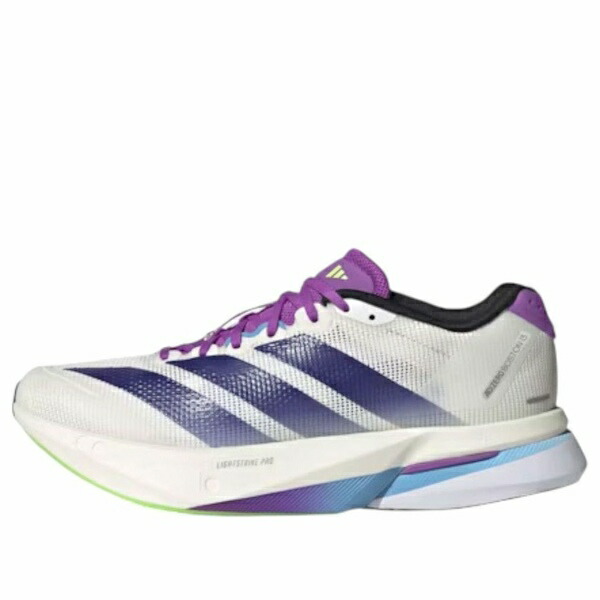 adidas アディダス レディース スニーカー  【(WMNS) adidas Adizero Boston 13 White Collegiate Purple Lime Burst JS4953】  サイズ US_8(25.0cm)