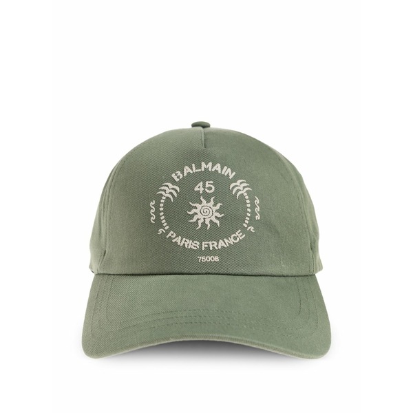 バルマン レディース かぶり笠 添え物 Logo print cap hat Green