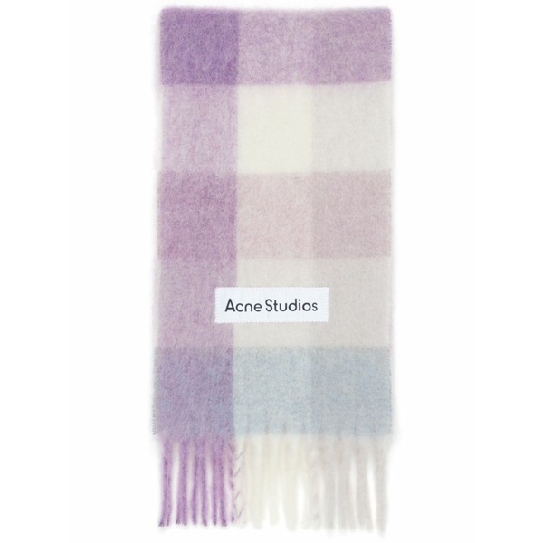 アクネ ストゥディオズ メンズ えり巻き・袈裟・えり巻き 付属物 Logo-appliqu茫漏 checked scarf Purple