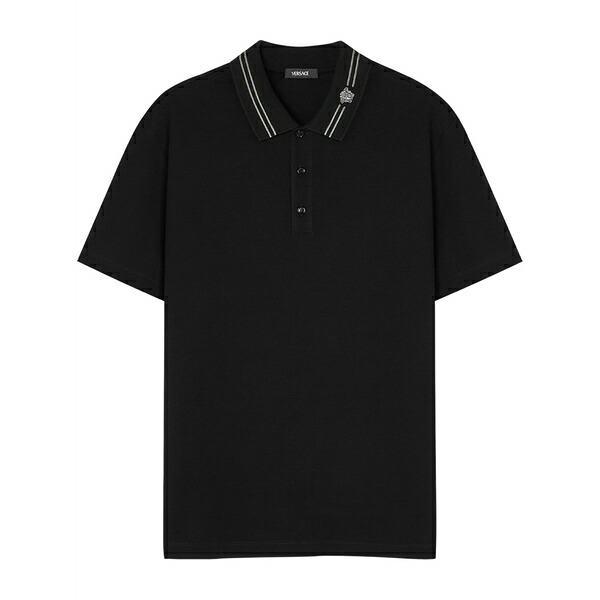 ヴェルサーチ メンズ ポロシャツ トップス Medusa-embroidered polo shirt Black|asty