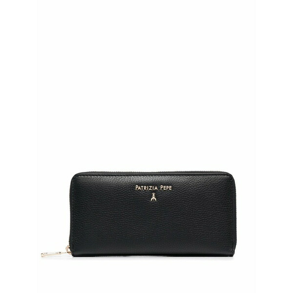 パトリツィア ペペ レディース 紙入れ 付属品 Pebble-leather continental wallet  Black