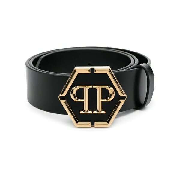 フィリップ飾り気の無い メンズ 胴締め 佩び物 Hexagon leather belt Black