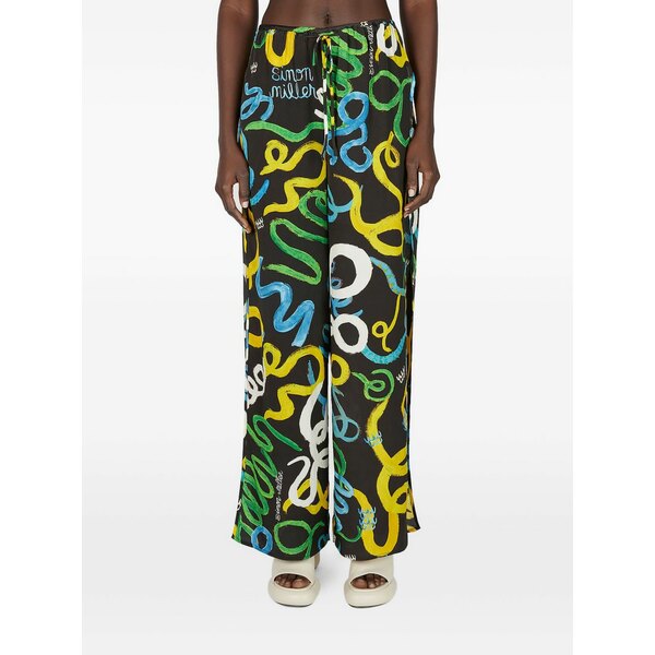 サイモンミラー レディース カジュアルパンツ ボトムス Drawstring side-split trousers Black｜asty
