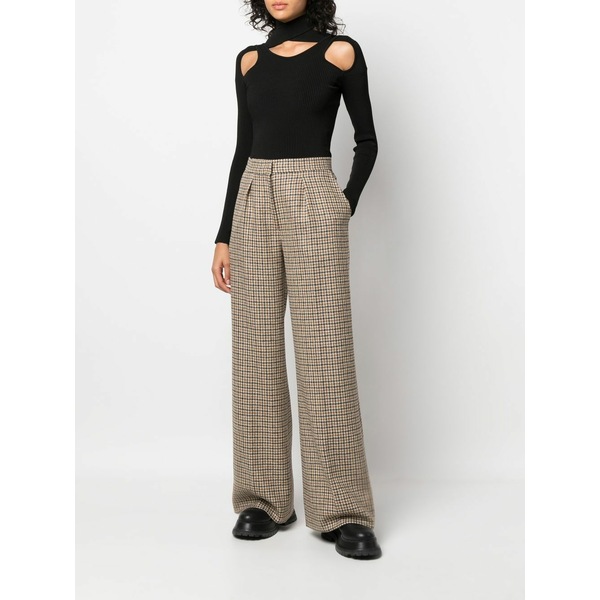 パーム・エンジェルス レディース カジュアルパンツ ボトムス Checked wide-leg trousers Brown|asty