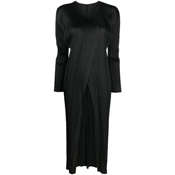 筋目 プリーズ イッセイ ミヤケ レディース 厚地の外套 アウター Monthly colors pliss茫漏 single-breasted coat Black