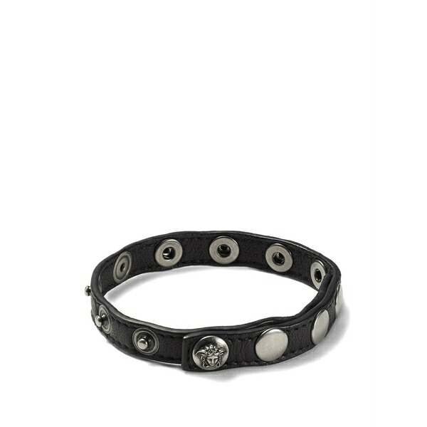 ヴェルサーチ メンズ ブレスレット・バングル・アンクレット 佩び物 The spike leather bracelet Silver