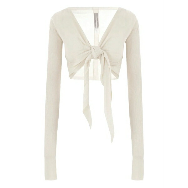 リックオウエンス レディース ジレー アウター Tie-front ribbed cardigan Neutrals