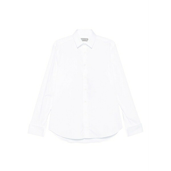 カナーリ メンズ シャツ トップス Double-cuff cotton shirt White|asty
