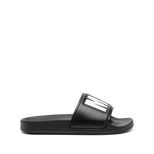 エムエスジイエム レディース サンダル シューズ Logo-print slides Black
